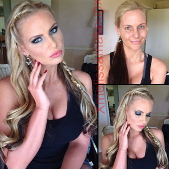 Adult Film Actresses With and Without Makeup