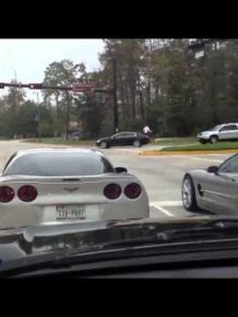 2 idiots crash their new Corvettes on Black Friday