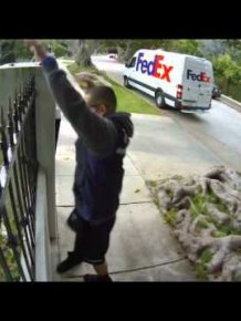 FedEx Guy Throwing Computer Monitor