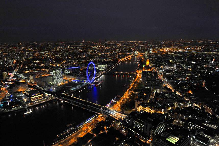 London at night from above