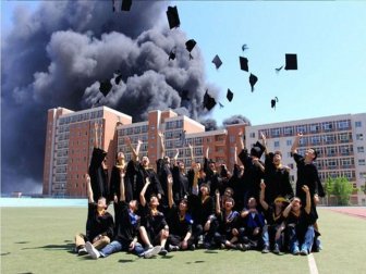 Unusual Backdrop for the Graduation Day Photo