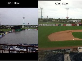 Tropical Storm Debbie Turns Baseball Field Into Swimming Pool