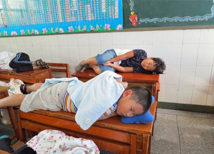 Chinese Kids Taking a Nap at School