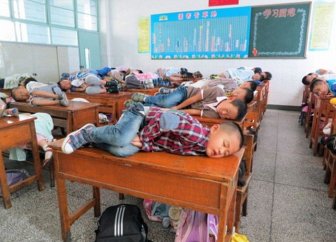 Chinese Kids Taking a Nap at School