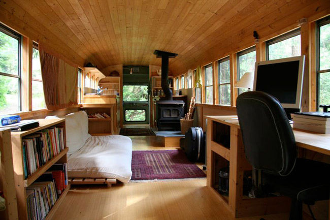 School Bus Converted Into a House 