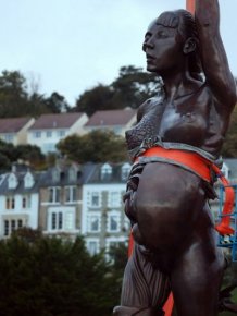 Giant Bronze Statue of a Pregnant Woman