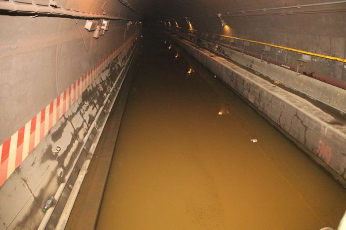 Flooded NYC Subway Tunnel