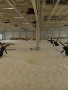 Fire Test Fail. Black Hawks Covered with Foam