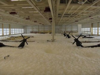 Fire Test Fail. Black Hawks Covered with Foam