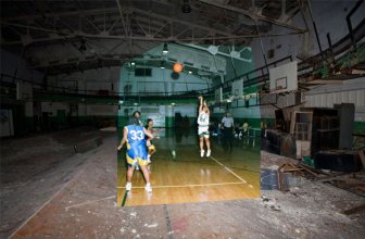 Abandoned Detroit School. Then and Now