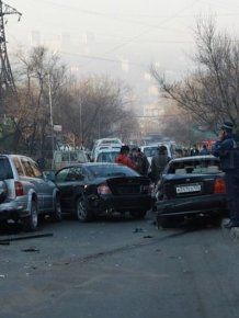 An accident involving 18 cars in Vladivostok