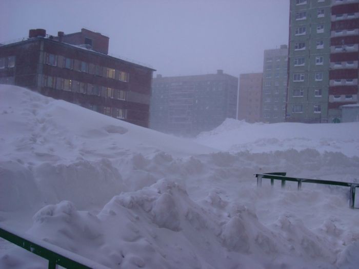 The harsh winter in Norilsk, Russia