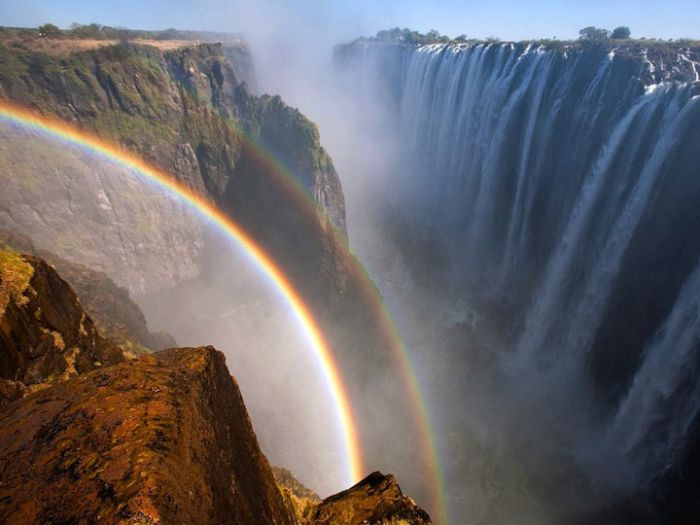 Amazing Double Rainbow Over Victoria Falls