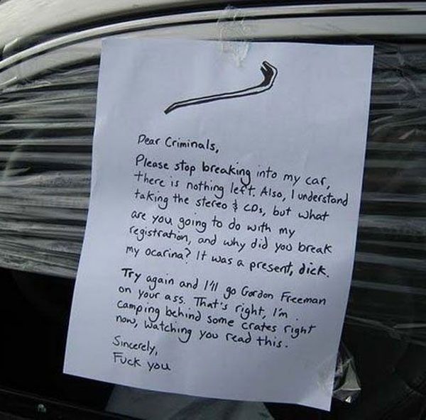 Notes Left On Car Windshields