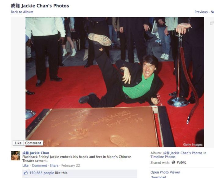 Jackie Chan’s Photos on His Facebook