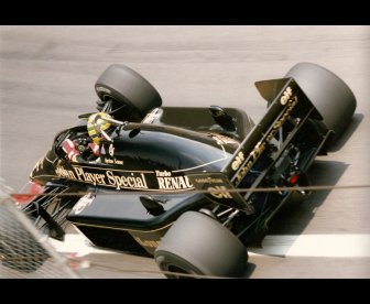 Lotus 97T Renault V6 Turbo F1 race car driven by Ayrton Senna in 1985