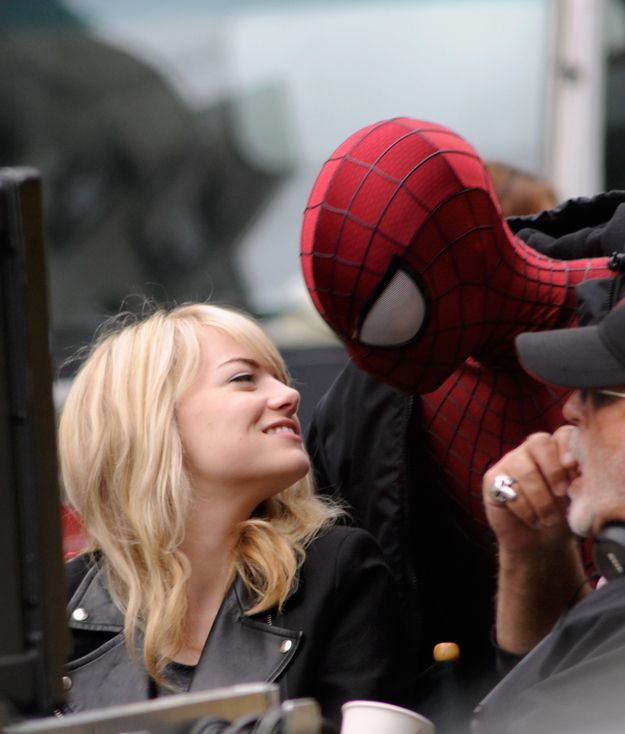 Emma Stone Kisses Spiderman