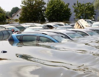 Damaged cars and streets from the flood in Germany