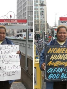 Hand-Painted Signs for Homeless People
