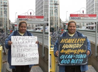 Hand-Painted Signs for Homeless People