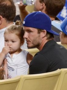 David Beckham and His 1-Year-Old Daughter at Dodgers Game
