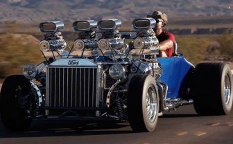 Hot-rod 1927 Ford Model T with two engines