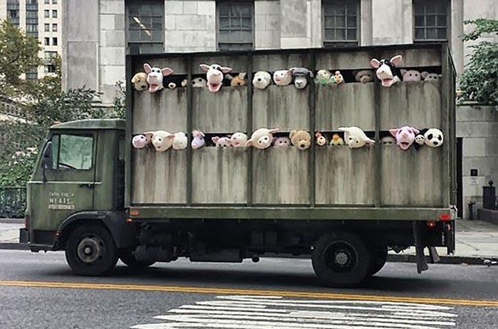 Banksy’s Plush Animal Slaughterhouse Truck in NYC