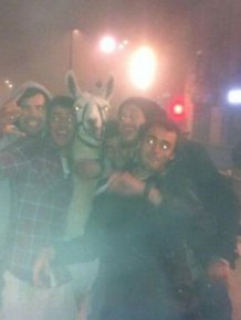 French Teens Partying with a Llama