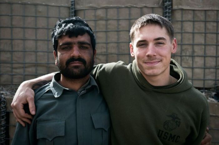 US Marines and Afghan Police Officers