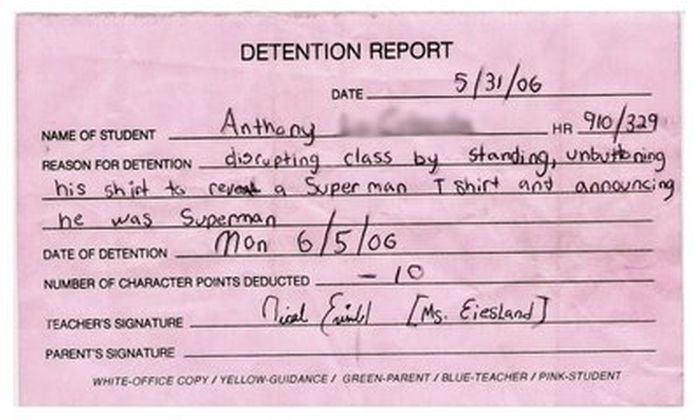 Funny Detention Reasons