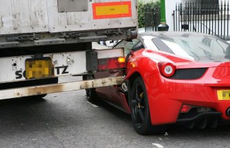 Truck Hits Ferrari in London