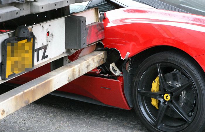 Truck Hits Ferrari in London