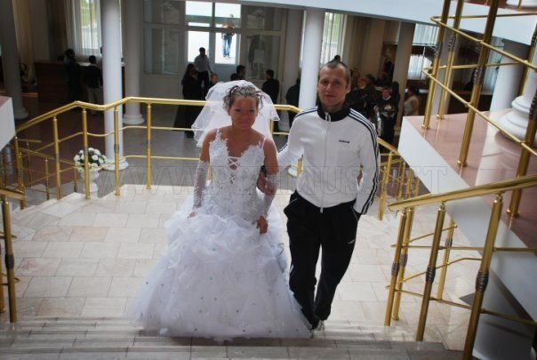 A groom who got married wearing an Adidas tracksuit