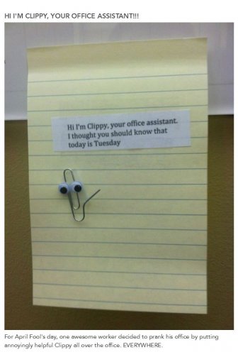 Microsoft Office Paperclip in an Office Prank