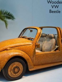 Volkswagen Beetle Made Out Of Wooden Tiles