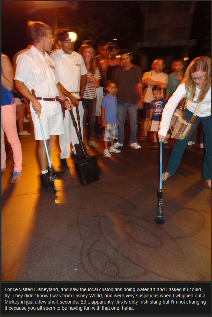 Janitor At Disney World Draws Characters With A Broom