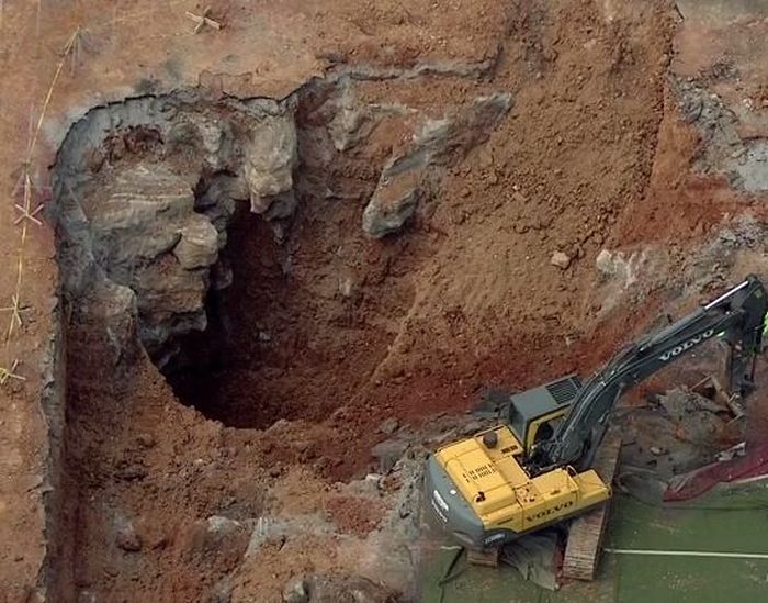 This Sinkhole Ate The End Zone