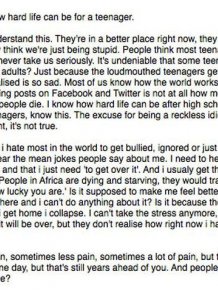 14 Year Old's Open Letter To The World