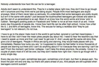 14 Year Old's Open Letter To The World