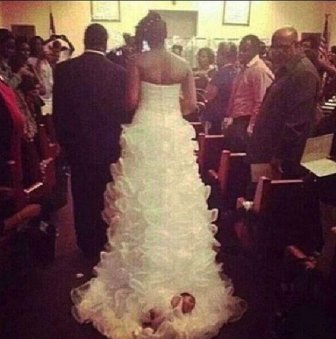 Tying Your Baby To Your Wedding Dress Is A Bad Idea