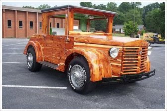 Unique V8 Wooden Car