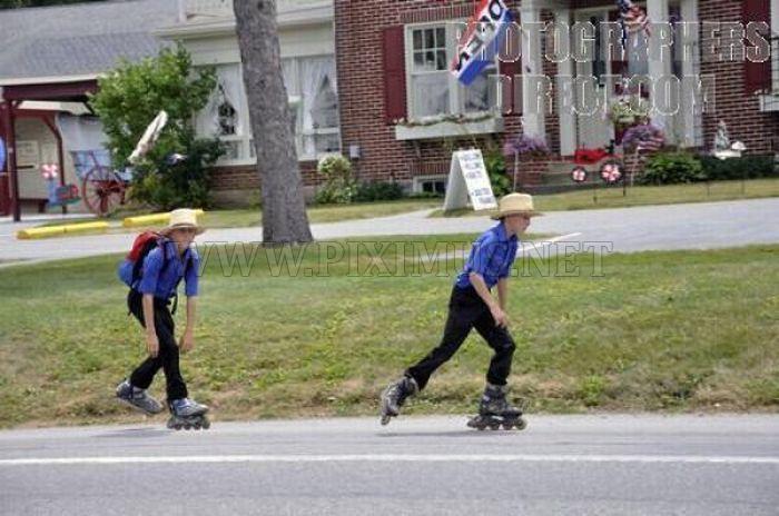 Rollerblading Amish People