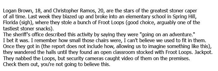 Stoners Break Into A School To Steal Snacks