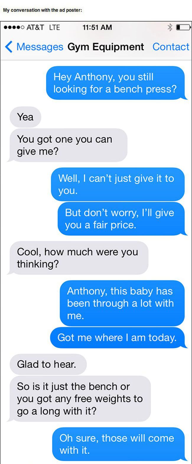 Guy Gets Trolled Trying To Buy Gym Equipment