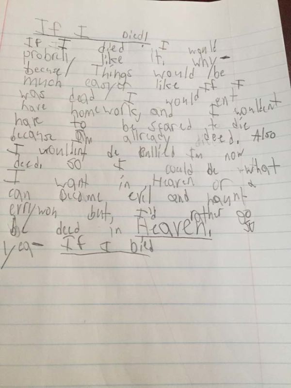9 Year Old Kid Writes Extremely Creepy Essay