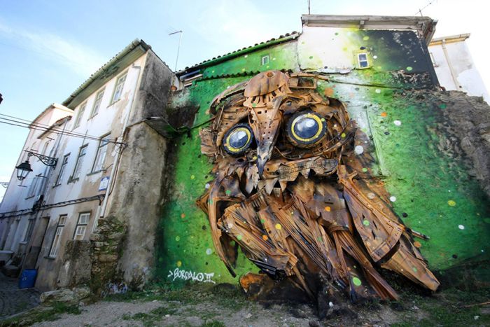 Artist Creates Incredible Owl Sculpture Out Of Junk