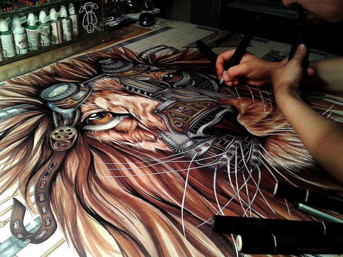 How To Draw A Steampunk Lion Step By Step
