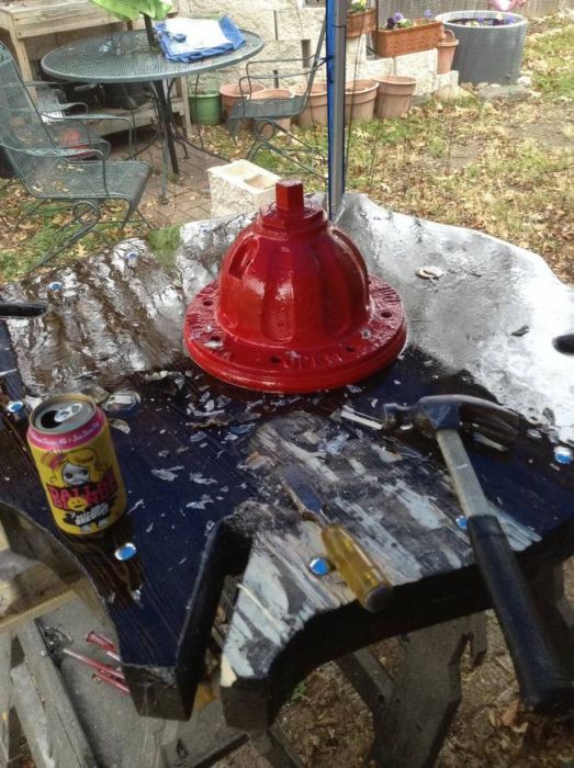 Turning A Fire Hydrant Into A Table 