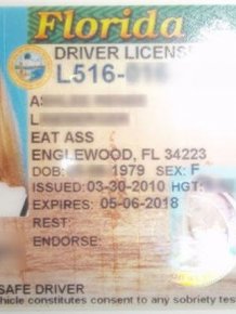 According To Her License This Woman Lives On Eat Ass Street