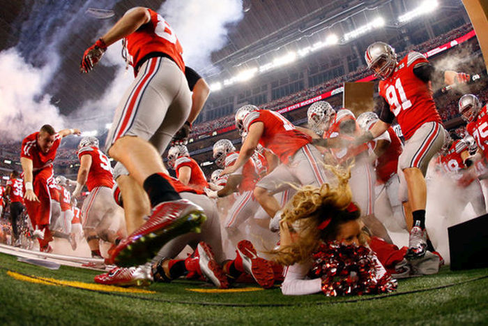 This Cheerleader Almost Got Trampled By The Ohio State Football Team